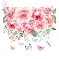 Flower Toilet Sticker Beautiful Rose Flower Butterflies Toilet Sticker Waterproof Pvc Wall Art Decal for Bathroom Decoration Buyers' Favorite Pink Flower Sticker.