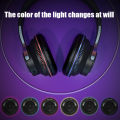 Bluetooth Headphones Head-mounted Noise Reduction Wireless Headset for Phones PC Gaming Headsets Heavy Bass Colorful LED Lights. 