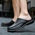 2023 Men Shoes EVA Slip on Flats Shoes Men's Slippers Men Walking Half Slipper Comfortable Soft Household Sandals.