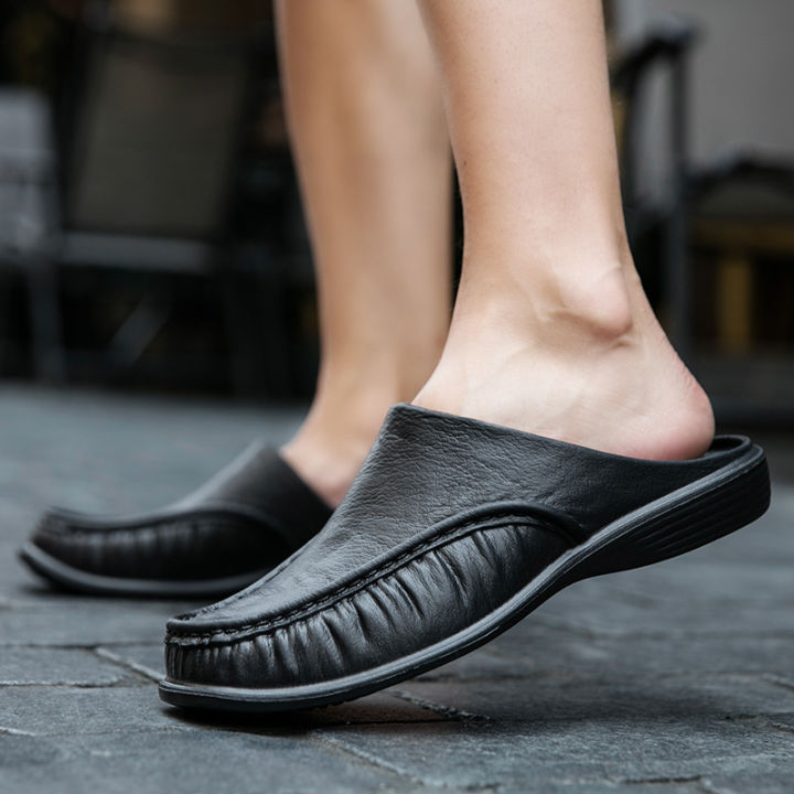 2023 Men Shoes EVA Slip on Flats Shoes Men's Slippers Men Walking Half Slipper Comfortable Soft Household Sandals