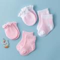 4Pairs/Lot Lace Ruffles Baby Socks Gloves Set Breathable Cotton Infant Socks Anti Scratch Newborn Protection Face Mittens Socks. 