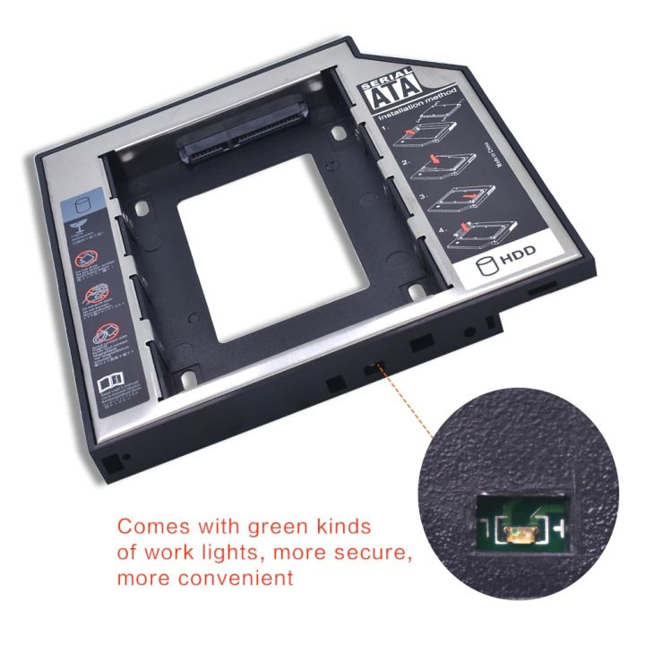 Laptop%20DVD%20to%202nd%20SSD/HDD%20Caddy%20Hard%20Drive%20Enclosures%20Size%209.5mm%20-Black%20-%20Image%205