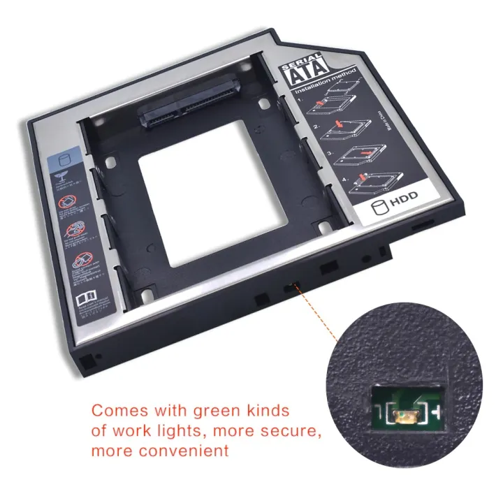 Laptop%20DVD%20to%202nd%20SSD/HDD%20Caddy%20Hard%20Drive%20Enclosures%20Size%209.5mm%20-Black%20-%20Image%205