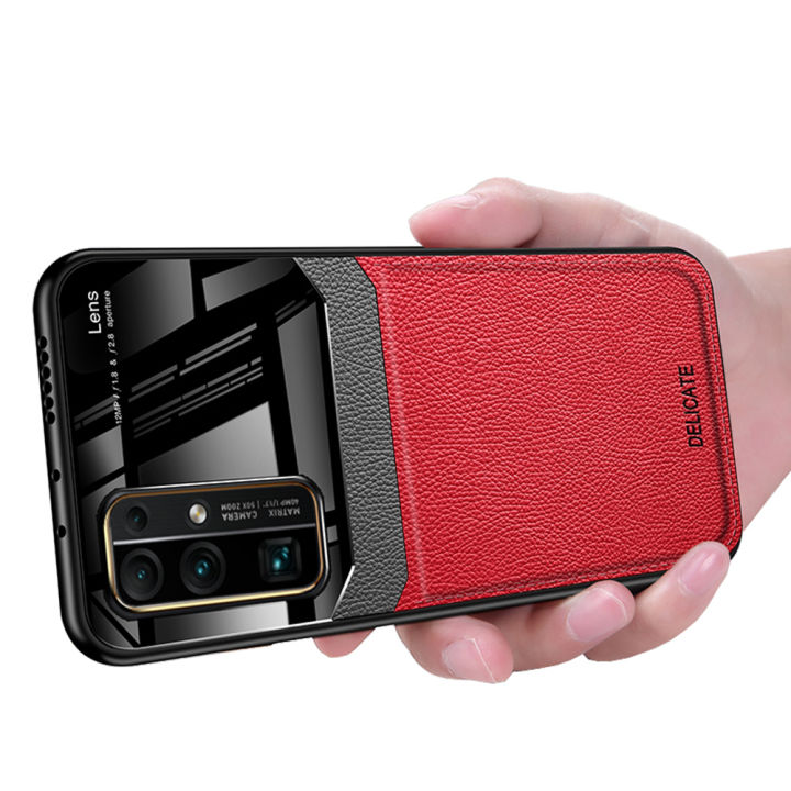 Casing%20for%20Huawei%20Honor%2030%20Business%20Slim%20Litchi%20Skin%20Anti-slip%20TPU%20Bumper%20Hybrid%20Glass%20Lens%20Protective%20Case%20Cover%20-%20Image%204