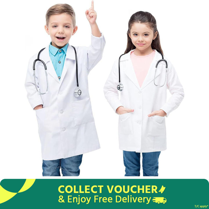 Kids White Apron For School Or Lab /Baby White Doctor Apron/kindergarten School Students Apron For Age 4 year to 18 years