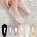 1 Pair Invisible socks for Women (Free Size) girls Lace Boat Socks Elastic – Breathable, Thin, Non-Slip Silicone Liner Short Ankle Socks for Summer.