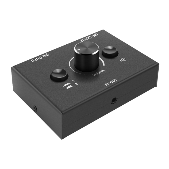 3.5mm 2 Input 1 Output/1 Input 2 Output Audio Switcher Audio Splitter Switcher One-Key Mute Button
