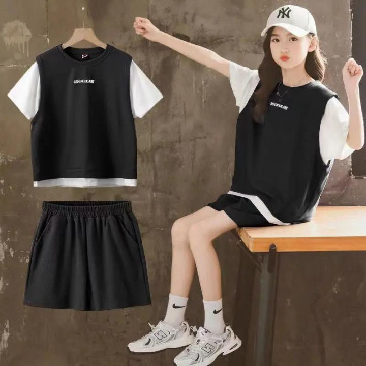 Girls%20New%20Summer%20Loose%20Thin%20Ventilate%202PCS%20Short%20Sleeve%20Tee+Pants%20Suits%20Korean%20Style%205%2014%20Years%20Teeange%20Girls%20Casual%20Clothes%20Set%20-%20Image%202