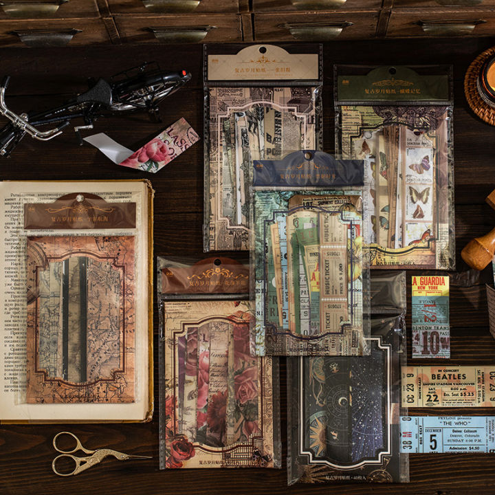 RHS Online 40PCS Vintage Years Series Washi Stickers Album Diary ...