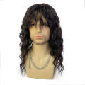 Synthetic Black Long Hair Wig For Men Rock And Roll Hair Good Quality Natural Water Wavy Curly With Bangs Male Wig. 