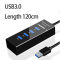 Portable Universal USB 3.0 -SuperSpeed 4 Ports Hub with LED Light Ultra Slim Splitter Adapter Cable for PC and Other Devices. 