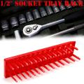 Tool parts 28 Slot Socket Rack Storage Rail Tray Holder Shelf Organizer Stand SAE 1/2'' Red.