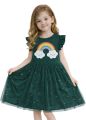 1 piece 1-4 years end 10-12 years Girl's Floral Dress Set with navy blue Frock. 
