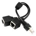 Ethernet Network Extension Cable Adapter-2 * Ethernet Splitter Cable-black.