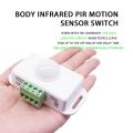 DC 12V 24V PIR Motion Sensor Function Controller LED Switch Infrared Switch Motion Timer White for LED Strips.