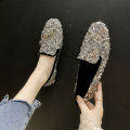 Social Gommino Women's Korean-Style Summer New Flat Internet Celebrity Student Sequined Loafers Slip-on Loafer Shoes.