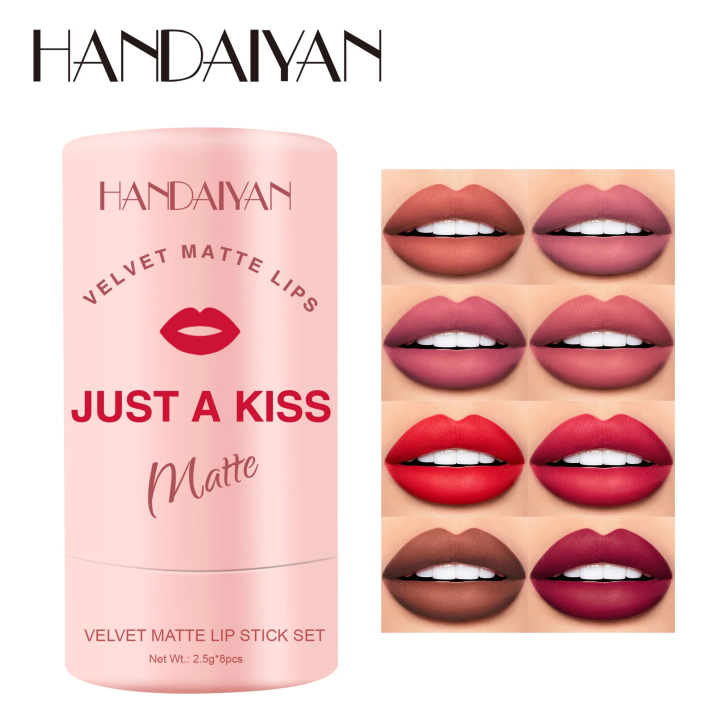 HANDAIYAN%208pcs/set%20Velvet%20Matte%20Lipstick%20Waterproof%20Lipstick%20Makeup%20Cosmetics%20Long%20Lasting%20Tinted%20Lip%20Balm%20Solid%20Pink%20-%20Image%202