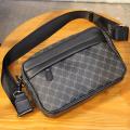 Men Shoulder Crossbody Bag Fashion Luxury Plaid Designer Leather Small Square Bag Male Business Travel Messenger Bags Handbag.