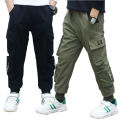 Children Boys Cotton Fashion Pocket Pants Spring Autumn Kids Handsome Trousers Teenage Outdoor Casual Sport Pant 3-12 Years Old. 