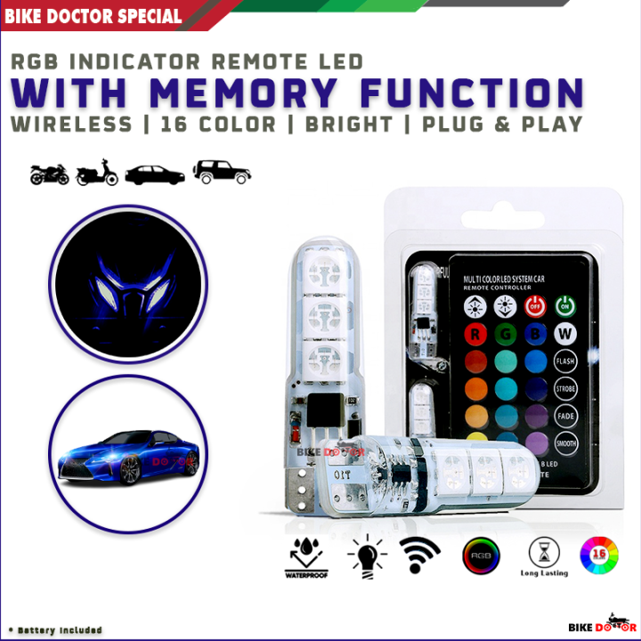 Waterproof%20RGB%20LED%20Multi%20Color%20Bright%20Parking%20Sports%20Light%20with%20Memory%20Function%20for%20Motorcycle,%20Car-%202pcs%2012V%20T10%20LED%205050SMD%20RGB%20Flashing%20Silicone%20Coated%20-%20Image%202
