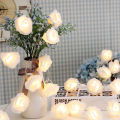 Decorative party fairy light warm white Artificial Soft fashionable White rose fairy led lights for decoration, party light.