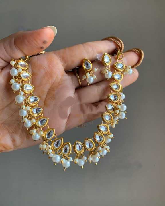 Indian%20Jewelry%20Necklaces%20Earrings%20Tikli%20Set%20Pearl%20Choker%20Wedding%20Bridal%20Women%20Necklace%20-%20Image%203