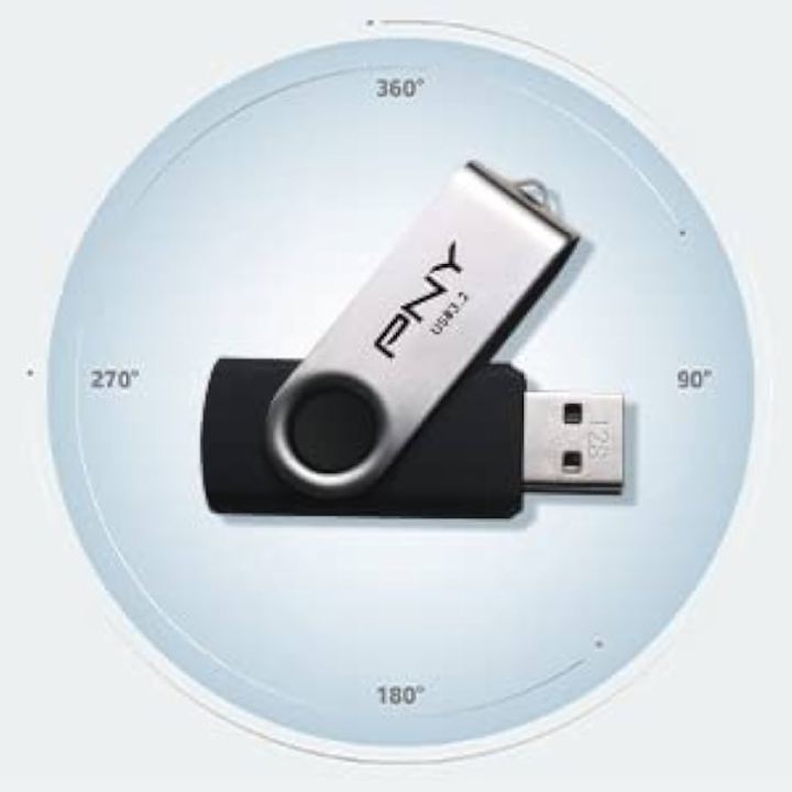 PNY Turbo Attaché R 64GB USB 3.2 Pen Drive - USB 3.2 Gen 1 - Up to 70MB/s Read Performance - 360°metal swivel cap - 64GB Pen Drive for Laptop Desktop