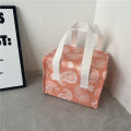 1P2R Cute Pink Small Laminated Waterproof Ice Pack Insulated Bento Bag Portable Zipper Storage Lunch Box Bag Lunch.