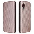 For Samsung Galaxy Xcover 5 Phone Case Carbon Fiber Card Slots Flip Cover Magnetic Closure Protection Cellphone Cases Shell. 