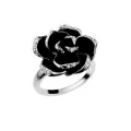 J622 Yiwu factory direct sales South Korea imported jewelry diamond black rose open ring wholesale wholesale. 