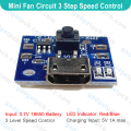 Mini Rechargeable Fan Circuit 3 Step Fan Speed Control & LED Light Controler Replacement Parts for Battery 3.7V 4.2V Mini Rechargeable Fan.