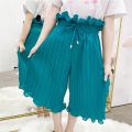 Baby Girls Waist Flare Trousers Summer Children Wide Leg Pants Kids Girl Loose Pants Toddler Pleated Ankle-length Pants. 