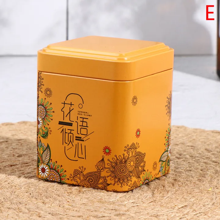 Tea%20Sealed%20Box%20Kitchen%20Storage%20Container%20Jar%20Square%20Can%20Candy%20Iron%20Vintage%20MJD%20-%20Image%209