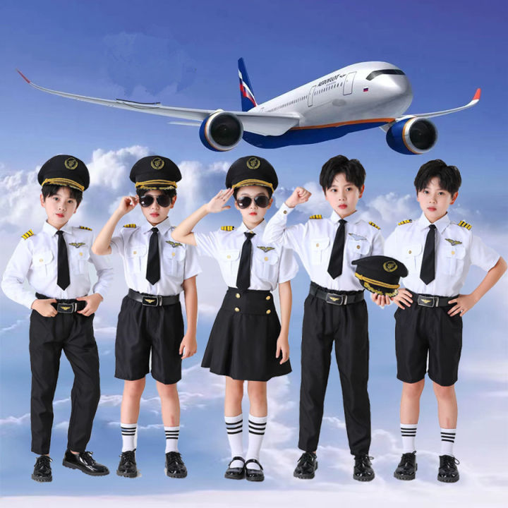 Children, captains, male uniforms, flight attendants, professional female pilots, kindergarten, aviation performances, cosplay, dance costumes