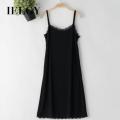 IELGY mid-length lace stitching camisole female outer wear inner lining skirt was thin and large size inner bottoming dress summer.