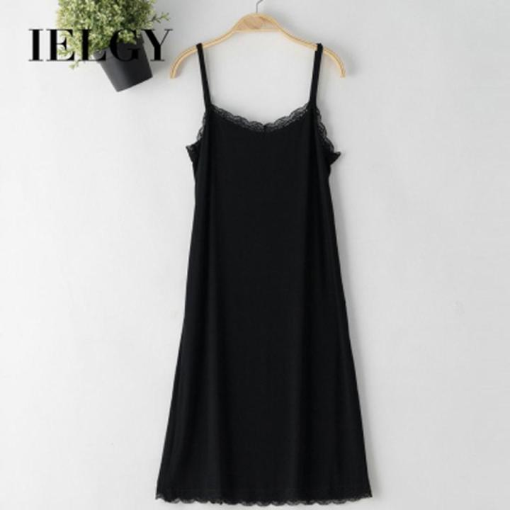 IELGY mid-length lace stitching camisole female outer wear inner lining skirt was thin and large size inner bottoming dress summer