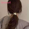 Trendy Metal Hair g for nytails Chic Metal Circle Hair Tie Trendy nytail Holder with Metallic Texture for Women Soutast Asian Fashion Must-have Metal Hair Tie nytail Buckle. 
