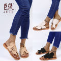 Juti spot 2021 spring summer autumn foreign trade 43 large size wish roman flat bow ladies sandals. 