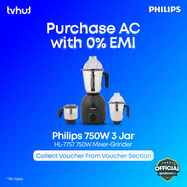 Philips HL7757 750 Watt 3 Jar Mixer Grinder With Official Warranty