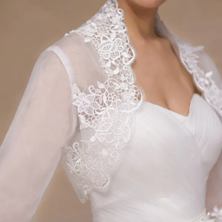2022%20New%20Women%203/4%20Sleeve%20Wedding%20Jacket%20Cape%20Floral%20Lace%20Trim%20Wrap%20Shrug%20Bolero%20Cardigan%20-%20Image%206