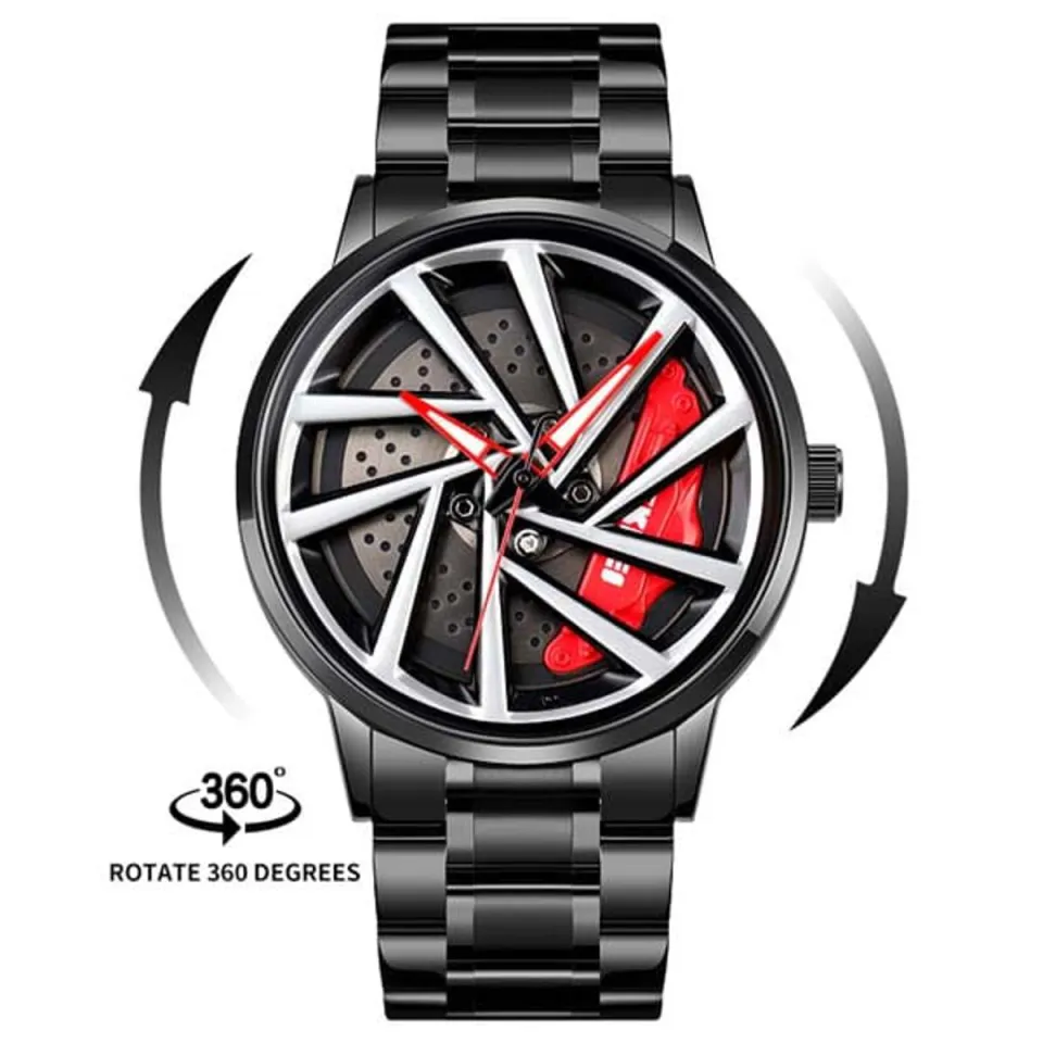 SKMEI 1990 Black Stainless Steel Rotation Wheel Fashion Waterproof