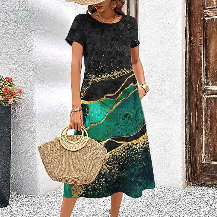 Summer%20Womens%20Dresses%203d%20Textured%20Print%20Short%20Sleeve%20Female%20Clothes%20Fashion%20Loose%20A-Skirt%202023%20New%20Oversized%20Lady%20Classy%20Dresses%20-%20Image%206
