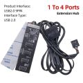 USB2.0 9pin Header USB 1 To 4 Male 9-pin Internal 20cm Cable Mainboard USB 2.0 HUB Connector Adapter 9Pin USB Header Splitter. 