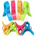 Durable Pack of 8 Large Bright Colour Plastic Beach Towel Pegs Clips for Sunbed, various colours. 