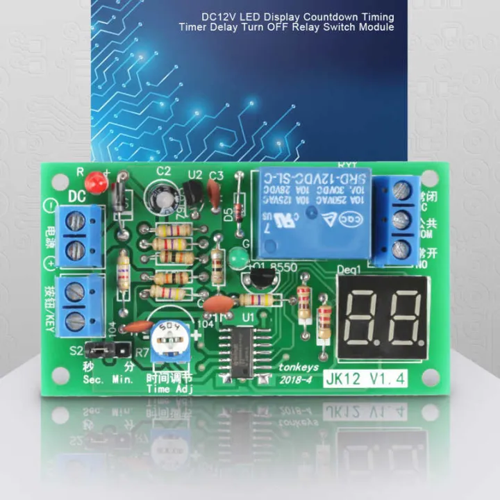 Adjustable Timer Module DC12V LED Display Countdown Timing Delay Turn OFF Relay Switch