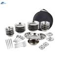 Stainless Steel Plates and Bowls Camping Utensils for Outdoor Use Barbecue.