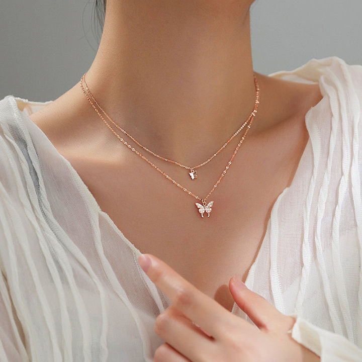 Fashionable%20Double%20Layer%20Butterfly%20Pendant%20Necklace%20for%20women%20New%20Collection/%20Trendy%20Chain%20Choker%20Necklaces%20for%20Girls%20Simple%20Stylish%20-%20Image%203