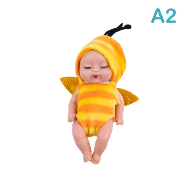 Cute Animal Baby Doll 3.5inch Deer/Bee/Bear Sleep Baby Simulated Reborn Doll Toy Eatop