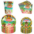 Hawaiian Party Disposable Tableware Tropical Aloha Party Decor Flowers Flamingo Paper Plate Cup Napkin Wedding Birthday Decor.
