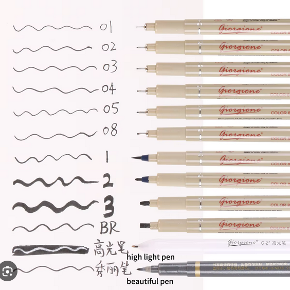 Giorgione%2012%20pcs%20Fine%20Liner%20Water%20Based%20Ink%20Black%20Fineliner%20Marker%20Pen%20Set%20Fineliner%20Marker%20Pens%20Set%20-%20Image%202
